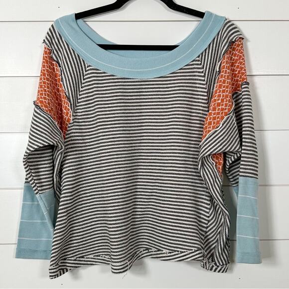 Ces Femme Striped Patchwork Print Long Sleeve Knit Top, EUC, Size Small - Picture 3 of 13